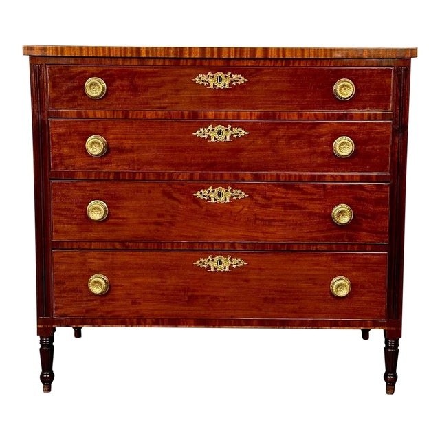 Polished 18th/19th Century Mahogany Chest, Dresser or Commode, Bronze Accents For Sale