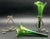 Antique Victorian Glass Epergne Trumpet Horn Vase Green Opaline Metal Base Pair For Sale - Image 9 of 17