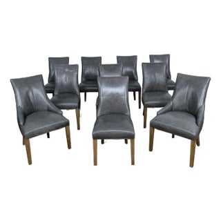 Restoration Hardware Set of Ten Leather Dining Chairs For Sale