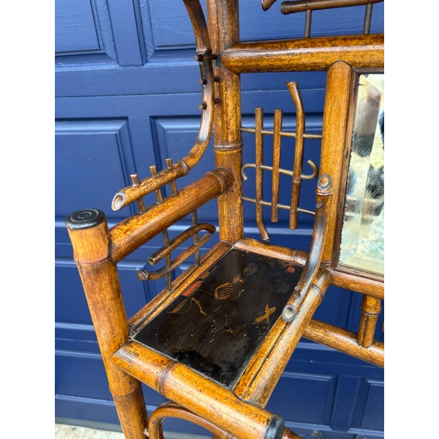 Bamboo Etagere With Pagoda Top and Chinoiserie Panels, 19th Century For Sale - Image 4 of 18