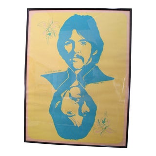 Psychedelic George Harrison Beatles Steve Sachs Blacklight Framed 1967 Poster For Sale