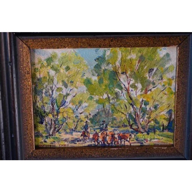 1940s Marjorie Reed - Miniature Oil on Board - Cattlemen For Sale In Los Angeles - Image 6 of 6