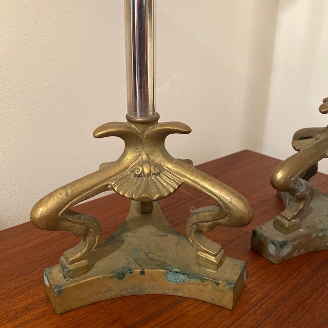 Pair Vintage Regency Baroque Maitland Smith Candlesticks For Sale - Image 4 of 6