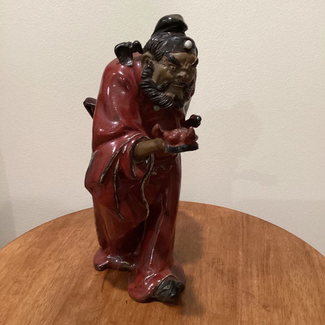 Here is 11.8" China Pottery Clay Pure Handcrafted Heavenly Teacher Zhong Kui Bat Statue . As you can see the image, It is...