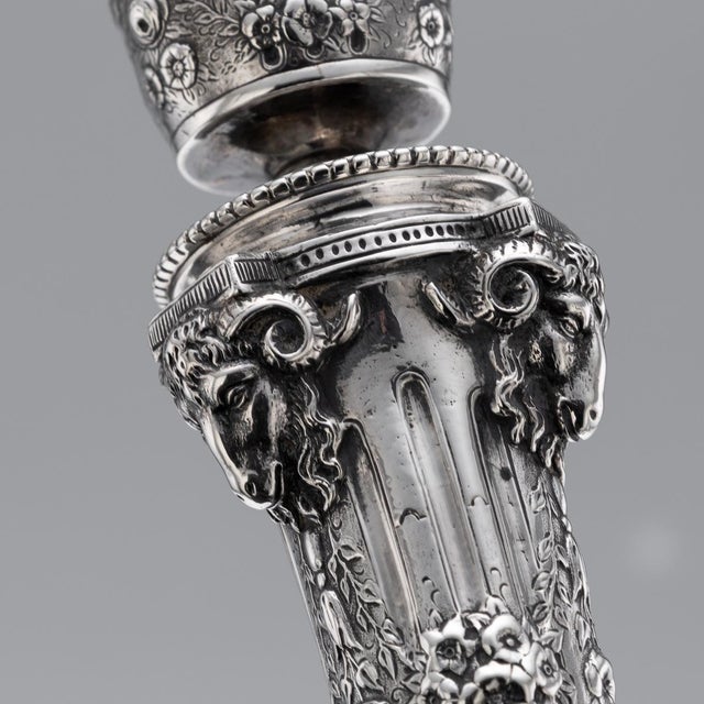 Antique 19th Century German Silver Candlesticks, Hanau, 1870s, Set of 2 For Sale - Image 15 of 18