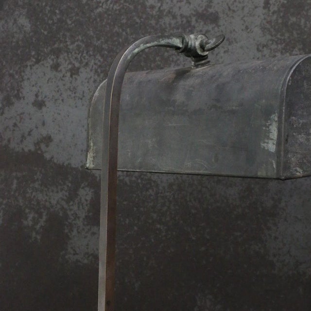 Metal Art Deco French Brass Table Desk Light Banker Lamp For Sale - Image 7 of 10