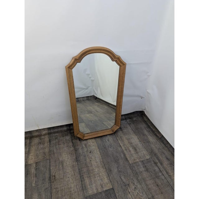 Wood Vintage Oak Wooden Framed Mirror For Sale - Image 7 of 11
