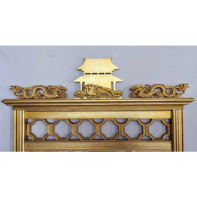 Chinoiserie Giltwood Pagoda Motif Wall Mirror For Sale - Image 4 of 7