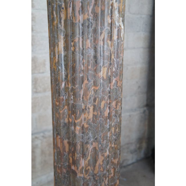 Set of 2 Vintage Napoleon III Style Tiger Gold Marble & Gilt Bronze Pedestals For Sale - Image 10 of 12