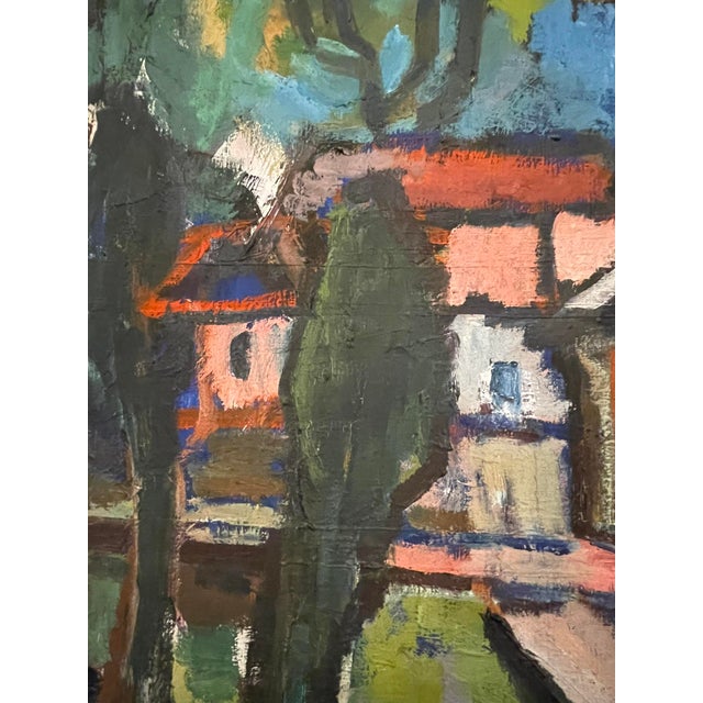 Modern Heinz Tetzner, In the Village, 1956, Oil on Canvas, Framed For Sale - Image 3 of 10