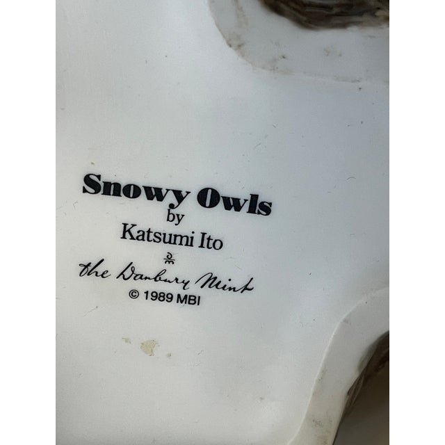 Ceramic Gorgeous 1950s Japanese Porcelain Sculpture of Owls on Stand For Sale - Image 7 of 8
