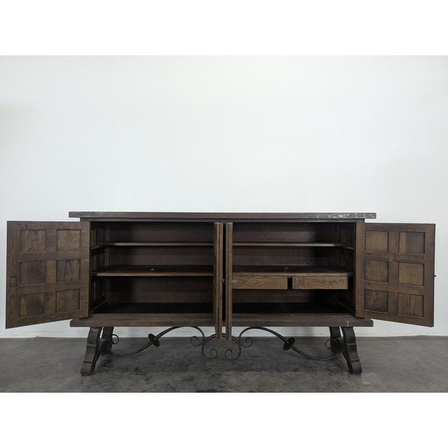 Spanish Carved Oak Sideboard For Sale - Image 4 of 5