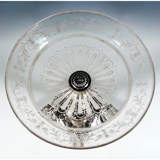 Viennese Art Nouveau Silver Centerpiece with Original Glass Bowl, 1900s For Sale - Image 4 of 9