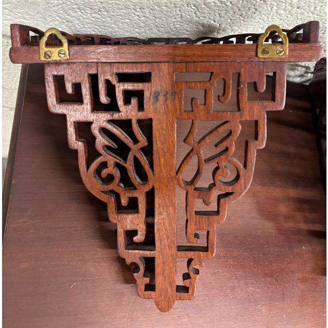 Vintage Chinese Chippendale Pierced Fretwork Wall Brackets - Pair For Sale - Image 9 of 9