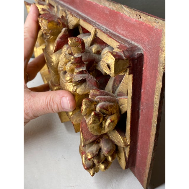 Wood Antique Chinese Carved Gilt Panel For Sale - Image 7 of 12