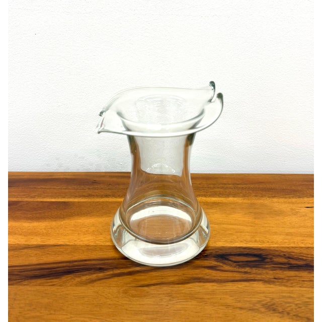 Abstract Vintage Hand Blown Glass Ruffled Vase For Sale - Image 3 of 7