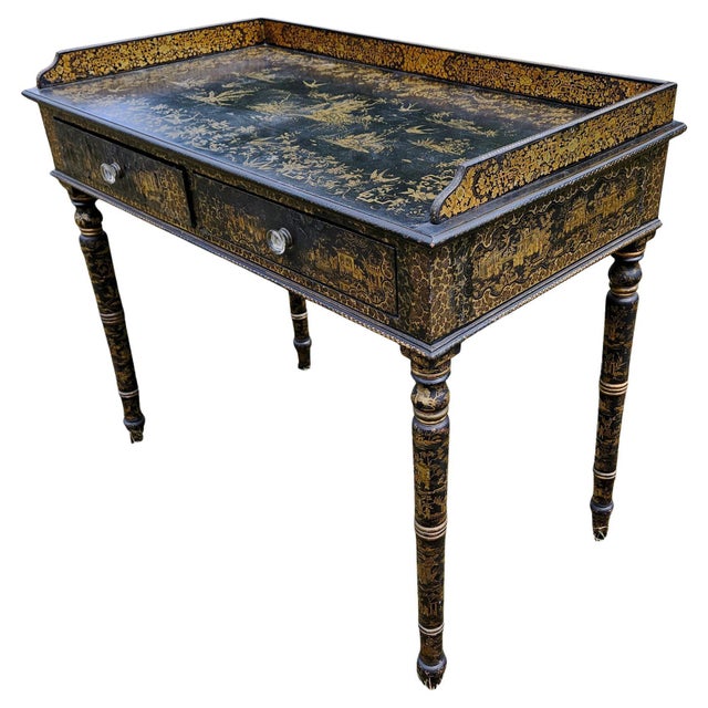 Early 19th Century Anglo-Chinese Rarity: Early 19th-Century Chinese Export Black Lacquer Writing Desk, Canton, Circa 1820 For Sale - Image 5 of 18