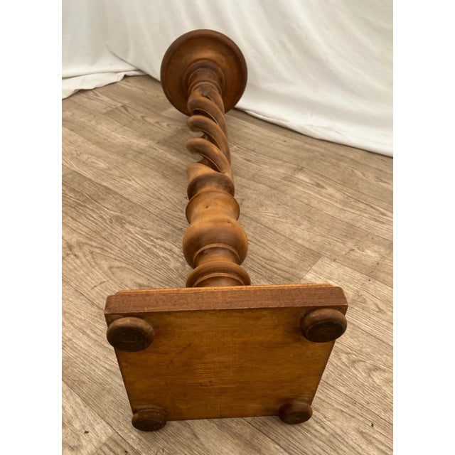 Vintage Plant Stand Tall Table Barley Twist Pedestal Column Round Top Walnut For Sale - Image 9 of 9