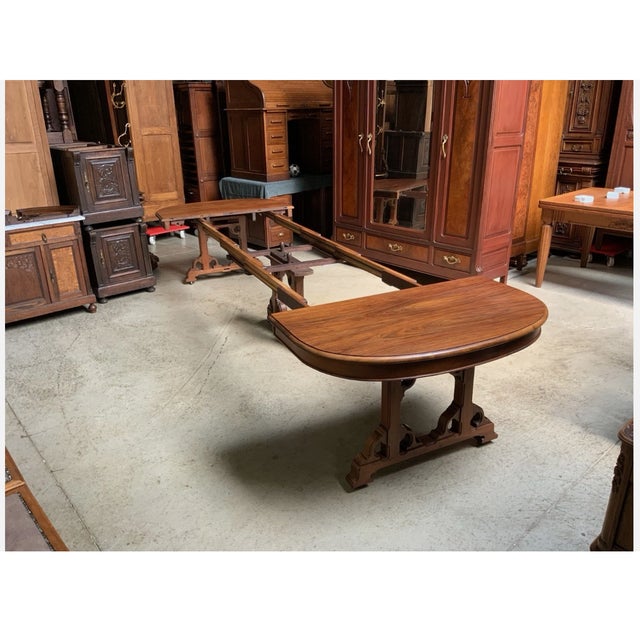 1910s Antique Art Nouveau Dining Set with Extendable Table and Chairs, 1910, Set of 7 For Sale - Image 5 of 12