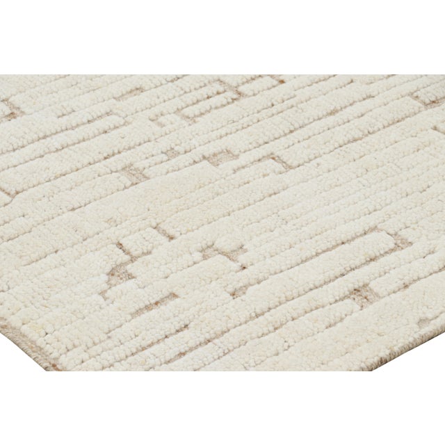 Rug & Kilim’s Contemporary Rug in White with High-Low Geometric Patterns - 12x16 For Sale In New York - Image 6 of 7