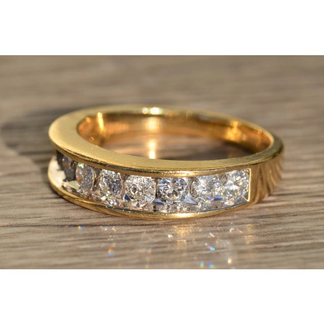 Contemporary The Sava: Gentleman's 14K Channel Set Diamond Wedding Band For Sale - Image 3 of 9