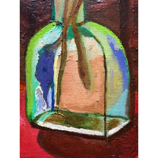 Early 21st Century Still Life of Pink Orchids in a Blue Vase, Oil Painting For Sale - Image 5 of 10