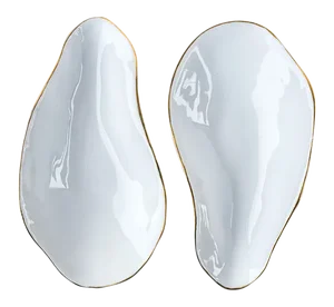Indulge Nº3 White Handmade Porcelain Bowls with 24-Carat Golden Rim by Sarah-Linda Forrer, Set of 2