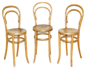 Austrian Bentwood High Back Kitchen Chairs from Thonet, 1920s, Set of 3