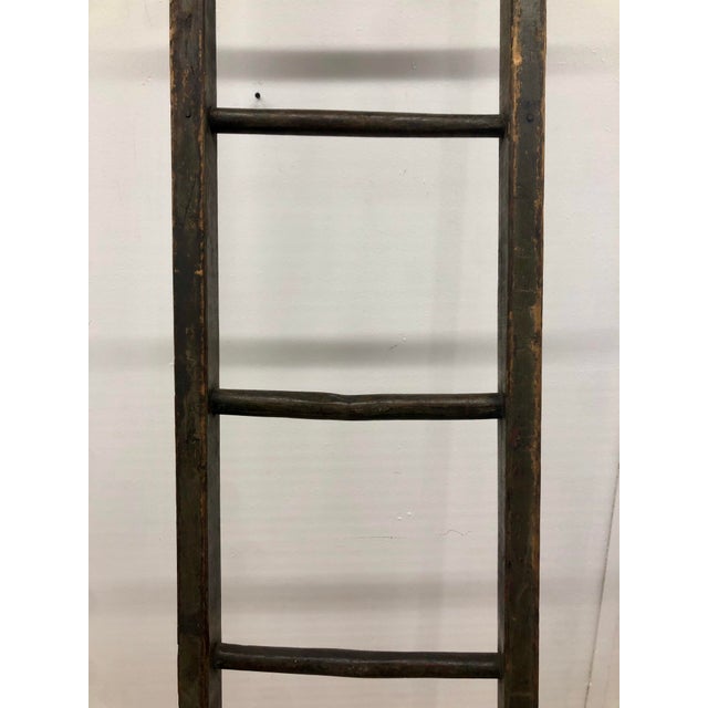 Black Antique Rustic French Farm Ladder For Sale - Image 8 of 10