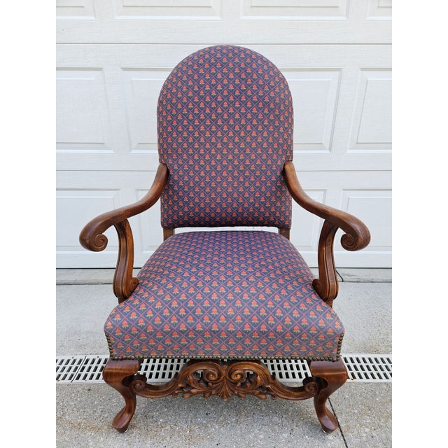 Victorian Antique Victorian Style Upholstered Arm Chair For Sale - Image 3 of 11