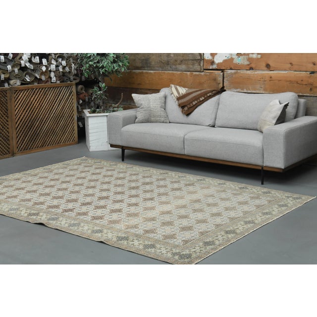 1970s Vintage Turkish Oushak Handmade Wool Cotton Brown Area Rug For Sale - Image 4 of 11
