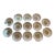 1940's Blue & Green Botanical Berry or Dessert Bowls Set of 13 For Sale