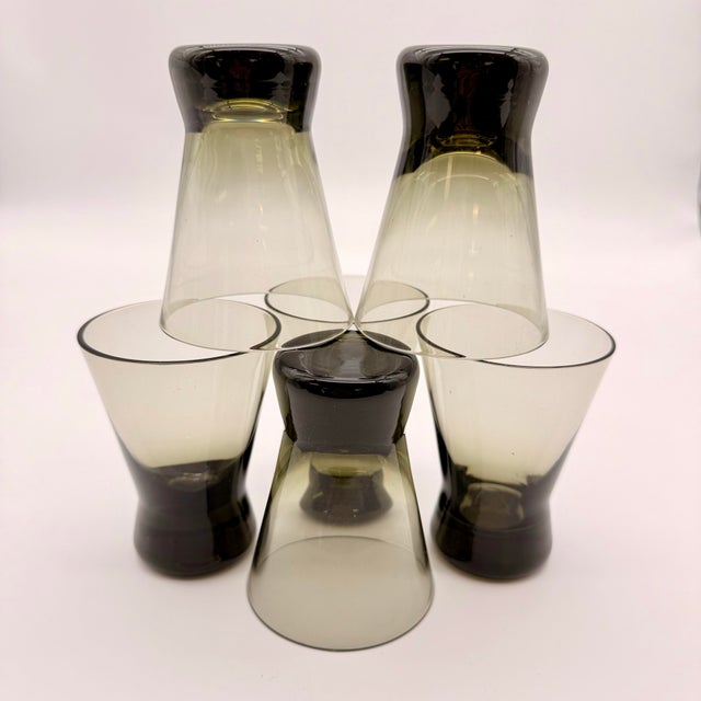 Mid-Century Modern Set of 6 1960s Smokey Mid Century Finland Martini Glasses For Sale - Image 3 of 8