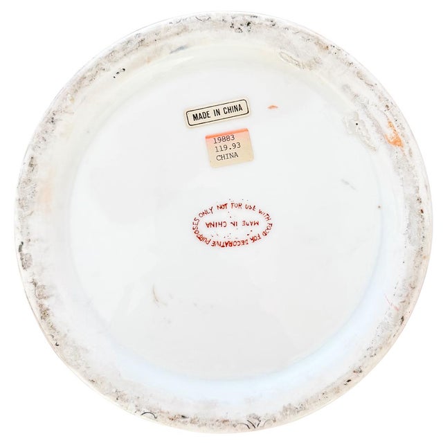 Vintage Hand-Painted Chinoiserie Rose Medallion Porcelain Umbrella Stand For Sale In San Diego - Image 6 of 7