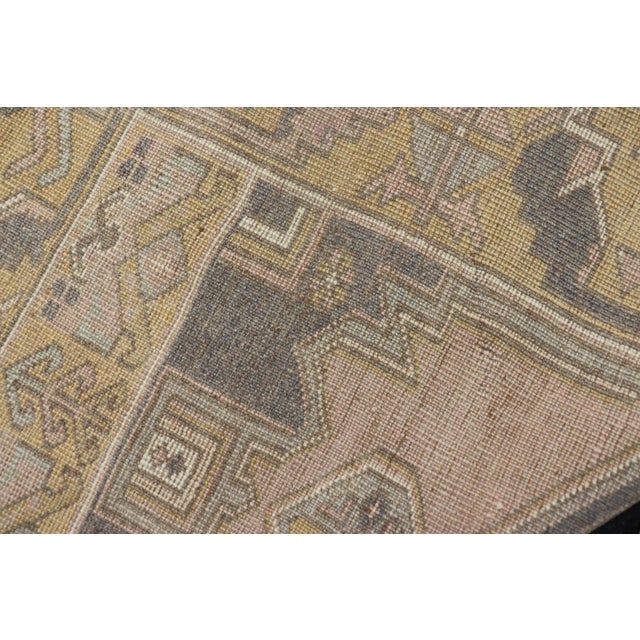 Vintage Oushak Rug From Turkey With Medallion Design in Yellow, Pink, Grey Blue For Sale - Image 10 of 10