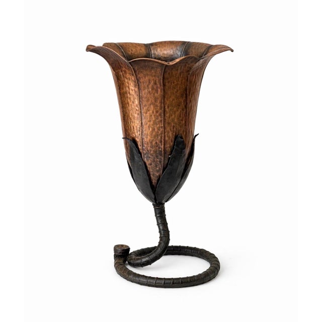 Large Pair French Modern Forged Copper & Iron Sculptural Flower Vases, C. 1960s For Sale - Image 15 of 15