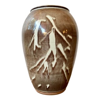 Large Pottery Vase with Abstract Bamboo Decoration from Coldstone, 1970s For Sale