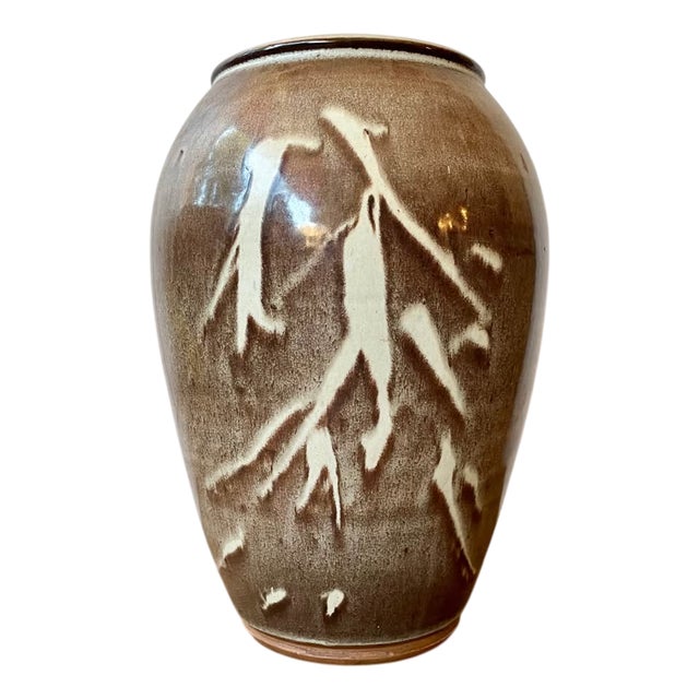 Large Pottery Vase with Abstract Bamboo Decoration from Coldstone, 1970s For Sale