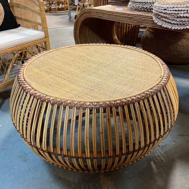 Round Rattan and Cane Coffee Table Chairish