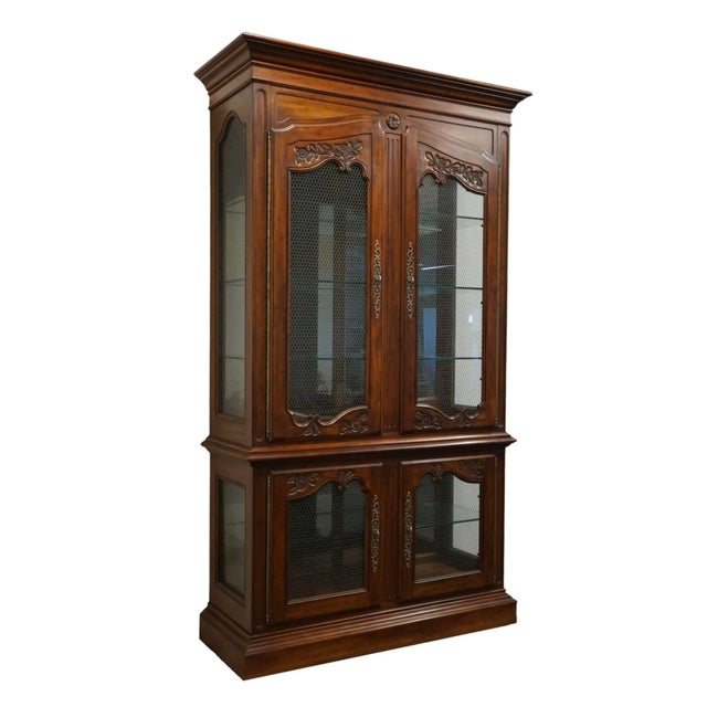 French Country Drexel Heritage Brittany Collection Solid Cherry Country French 62" Listed Display Curio Cabinet 322-438-6 For Sale - Image 3 of 13