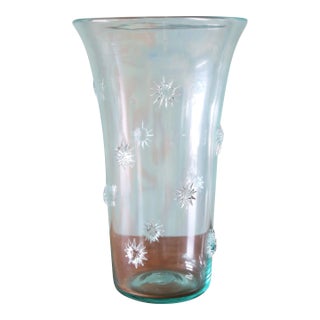 1960s 14" Large Italian Empoli (Attr.) Center Vase Clear Starburst For Sale