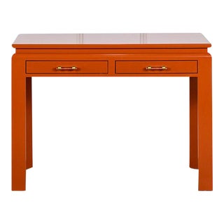 Modern Ming Writing Desk Custom Built and Lacquered Spicy Hue Gloss For Sale