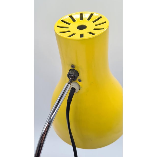 Desk Lamp in Yellow Metal and Chrome by J. Hůrka, Czechoslovakia, 1970s For Sale - Image 9 of 11
