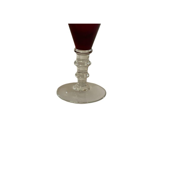 Vintage William Yeoward Scarlet Hand Blown Crystal Water Goblet Made in Central and Eastern Europe 1990s-2000s. Approx. 7...