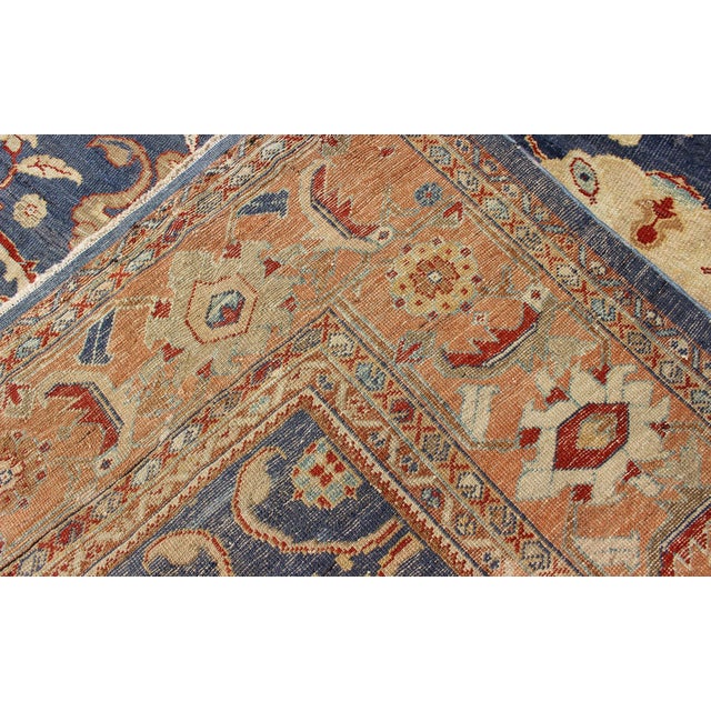Antique Sultanabad Ziegler Persian Rug With Purple Blue Background & Soft Coral Border. 8'8" X 11'3" For Sale - Image 9 of 9