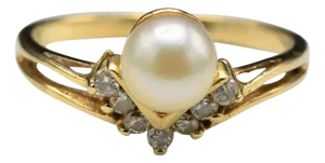 The Bolsa: Contemporary Pearl and Diamond Ring in 14 Karat Yellow Gold