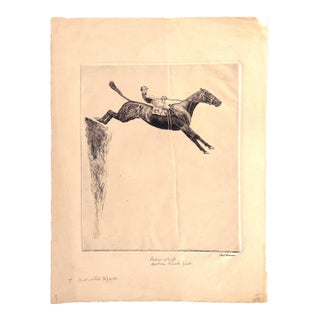 Late 20th Century Paul Brown "Out Into Space" Steeplechaser Drypoint Etching For Sale