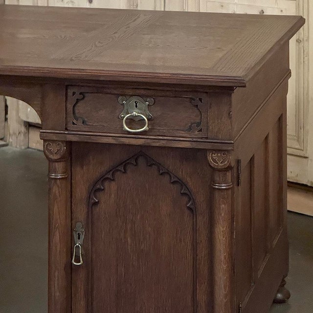 Mid-Century Neogothic Executive Desk by Jansen & Sons of Amsterdam For Sale - Image 9 of 18