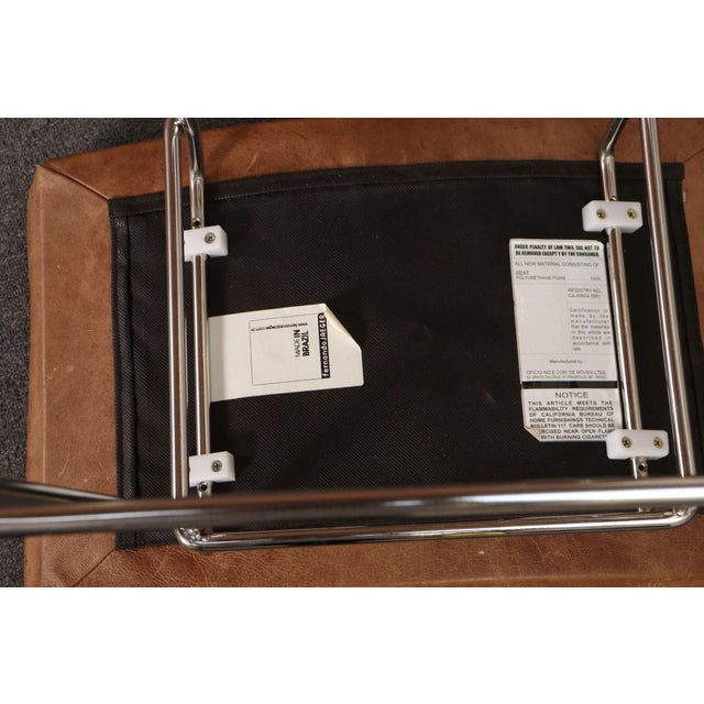 Set of Four Brazilian Leather and Stainless Steel Bar Stools by Fernando Jaeger For Sale - Image 18 of 18