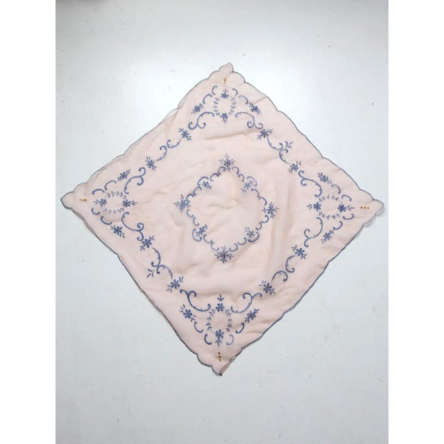 Vintage Art Nouveau Pink Table Cloth With Embroidery For Sale - Image 4 of 7